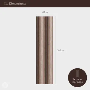 WVH Essential Walnut Acoustic Wood Slat Panel 240cm x 60cm