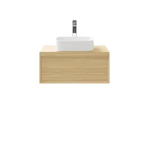 GoodHome Avela Matt Oak Veneer Wall-mounted Bathroom Vanity unit (H) 317mm (W) 800mm