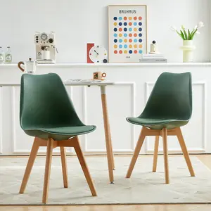 Nero Upholstered Dining Chair (Set of 2) Dark Green / Oak