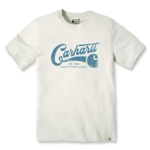 Carhartt Force Relaxed Fit Lightweight Short Sleeve Script Graphic T-Shirt Oat Milk XL