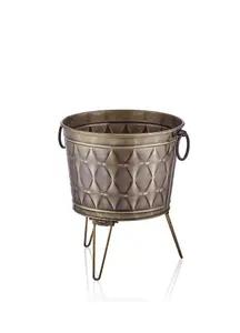 Rozi Prizma Collection Foldable Gold Plant Pot - 45 cm (H) x 35 cm (Dia)