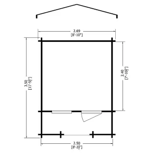 Maulden 19 mm Log Cabin 9 x 9 Feet + Verandah