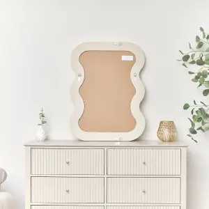 Melody Maison Taupe Wave Framed Wall Mirror - 85cm x 60cm