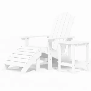 Berkfield Garden Adirondack Chair with Footstool & Table HDPE White