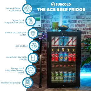 Subcold Ace 130 LED Touch Control Drinks Fridge Black