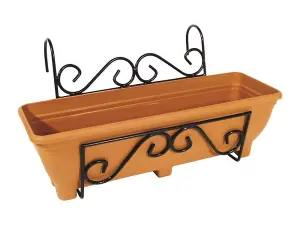 Balcony/Fence Holder - Scrolled Back Planter Holder - Terracotta