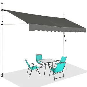 Costway 4M Telescopic Canopy Retractable Adjustable Outdoor Clamp Awning Sun Shelter