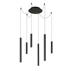 Lucide Lorenz Modern Pendant Light 120cm - LED Dim. - 6x4W 3000K - Black