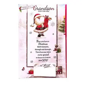 Simon Elvin Just For You Grandson Santa Claus Christmas Card (Pack of 6) White/Red (One Size)