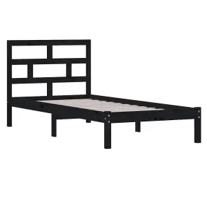 Berkfield Bed Frame Black Solid Wood Pine 100x200 cm