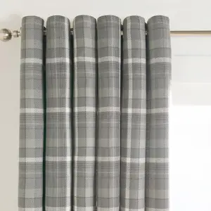 Woven Check Print Pair of Curtains, Charcoal - 46 x 54