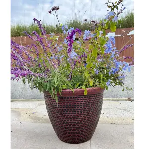 Red Cromarty Plant Pot Large 36cm Plastic Round Flower Garden Patio Planter