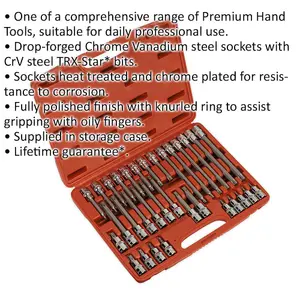 Comprehensive 32pc TRX Star Socket Bit Set with Storage Case for Mechanics