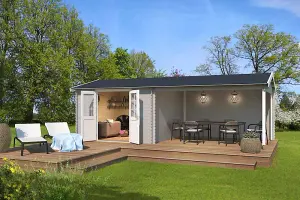 Lasita Osland Amarillo Summer House with Veranda - 7.1m x 3.3m - Log Cabin with Canopy Shelter