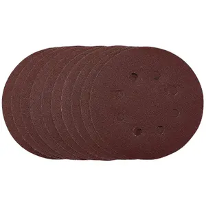 Draper  Punched Sanding Discs, 125mm, Hook & Loop, 120 Grit, (Pack of 10) 54756