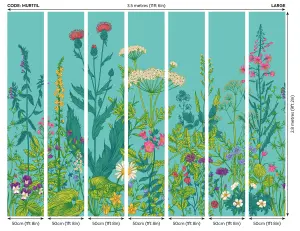 Origin Murals Flower Teal and Green Matt Smooth Paste the Wall Mural 350cm wide x 280cm high