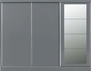 Nevada 3 Door Sliding Wardrobe in Grey Gloss Finish