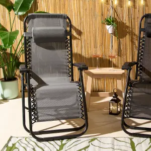 2 Pack Garden Zero Gravity Patio Sun Lounger Folding Chair