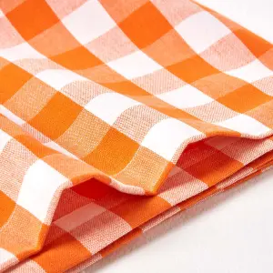 Homescapes Orange Block Check Cotton Gingham Tablecloth 137 x 178 cm