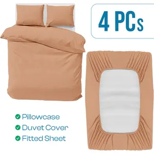 Odil Microfiber Solid Colour Duvet Cover Set with Pillowcases Peach / King Duvet Cover Set