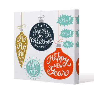 Vintage christmas baubles with merry christmas (canvas) / 101 x 101 x 4cm