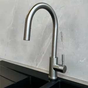 Liquida EPO11BS Single Lever Pull Out Mixer Brushed Steel Kitchen Mixer Tap