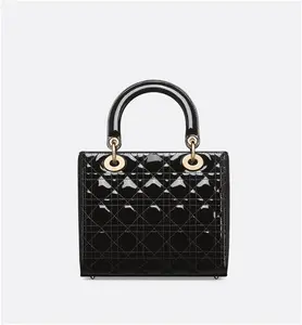 DIOR Medium Lady Dior Bag Black Patent Cannage - Women