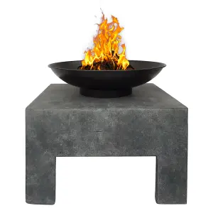 Charles Bentley Fire Pit with Metal Fire Bowl and Square Concrete base