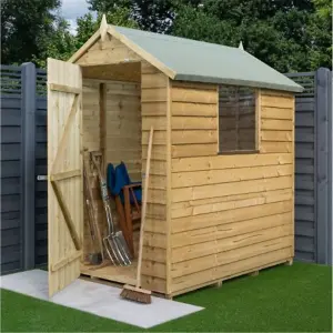 6 x 4 Overlap Pressure Treated Apex Shed With Single Door And 1 Window (8mm Overlap)