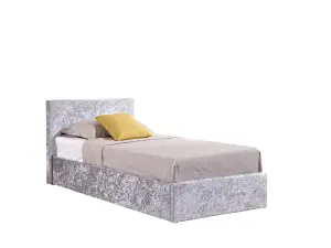 Birlea Berlin Single Ottoman Bed Steel Crushed Velvet