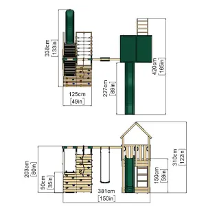 Rebo Modular Wooden Climbing Frame Playset - Swing, Climb & Slide Wychwood