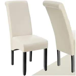 Dining Chair - ergonomic seat shape, high backrest, padded, faux leather - cream