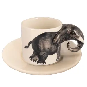 Coffee Tea Cups and Saucers Set Elephant Mug by Laeto House & Home - INCLUDING FREE DELIVERY