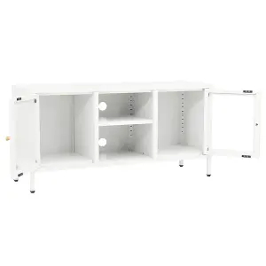 Berkfield TV Cabinet White 105x35x52 cm Steel and Glass