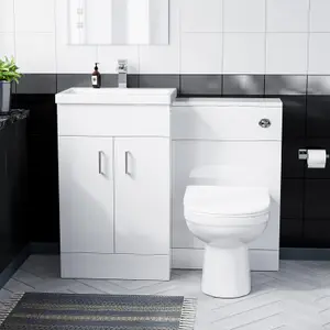 Nes Home Nanuya 500mm Vanity Basin, WC Unit & Elso Back to Wall Toilet Pan