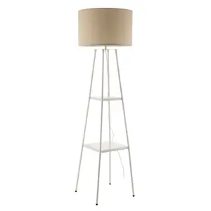 Triton Tripod Shelved Gloss White Floor lamp