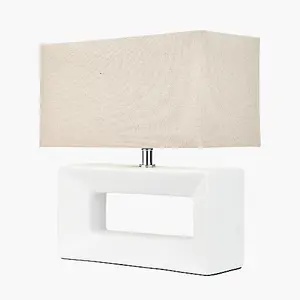 Block White Ceramic Rectangular Table Lamp