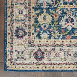 Navy/Multicolor Luxurious Traditional Persian Easy to Clean Floral Rug For Dining Room Bedroom And Living Room-122cm X 183cm