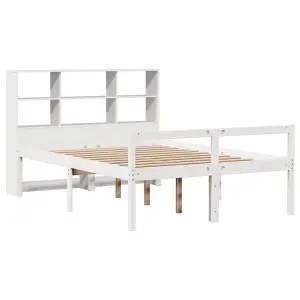 Berkfield Bookcase Bed without Mattress White 140x190 cm Solid Wood Pine