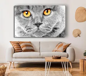 Serious Grey Cat Canvas Print Wall Art - Medium 20 x 32 Inches