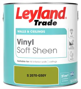 Leyland Trade Vinyl Soft Sheen Walls & Ceilings Emulsion Paint (S 2070-G50Y) - 2.5L