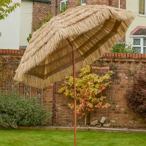 Gardenwize Garden Outdoor Tiltable Straw Beach Umbrella Parasol