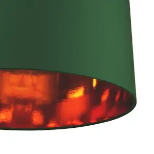 Modern Forest Green Cotton 16 Floor/Pendant Lamp Shade with Shiny Copper Inner