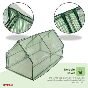 Oypla Steeple Growhouse Garden Plant Greenhouse with Plastic Mesh Cover - 180x90x90cm