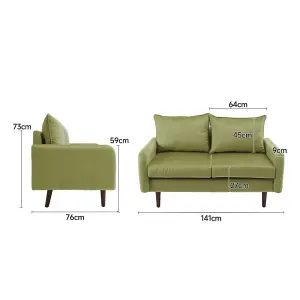 Green 2-Seat Velvet Upholstered Sofa for Living Room