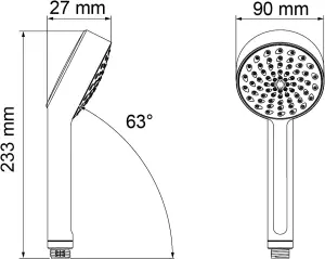 Mira Showers Beat Shower Single Spray Shower Head 90mm White + 1.25m White Hose