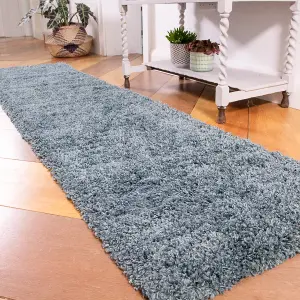 Ocean Blue Thick Soft Shaggy Runner Rug 60x240cm