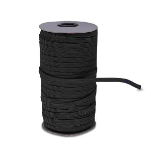 4mm Wide Flat Elastic Band, Stretchable Elastic Cord Flat Tape, Black - 180 metres