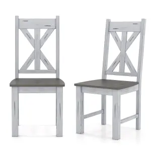 COSTWAY Wooden Dining Chairs Kitchen Chair Set of 2 w/ Rubber Wood Frame