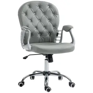 Vinsetto Office Chair PU Diamante Padded Ergonomic 360 degree Swivel Grey